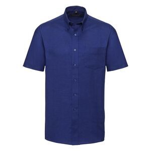 Russell Collection Mens Short Sleeve Easy Care Oxford Shirt / Bright Royal